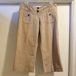 Stooshy Women's Low Rise Capri Dress Pants Beige & White Strip Size 7